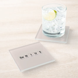 'Genius' 周期表 - ソフトブラッシュベージュ ガラスコースター