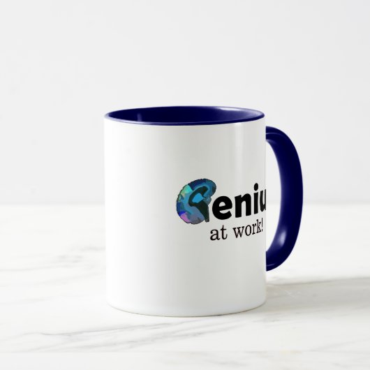 Genius at work, Customizable Text Office Mug マグカップ (正面右)