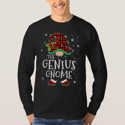 Genius Gnome Red Plaid Matching Family Christmas P Tシャツ (正面)