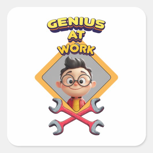 genius work おもしろいギーク修復コンピュータアニメーションc スクエアシール (正面)