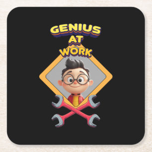 genius work おもしろいギーク修復コンピュータアニメーションc スクエアペーパーコースター