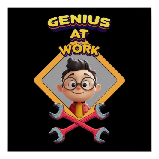 genius work おもしろいギーク修復コンピュータアニメーションc ポスター (正面)