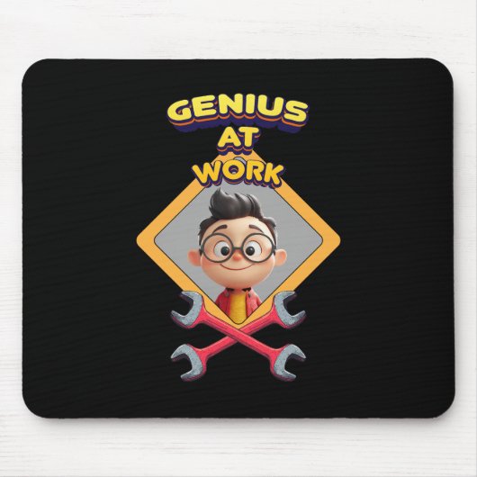 genius work おもしろいギーク修復コンピュータアニメーションc マウスパッド (正面)