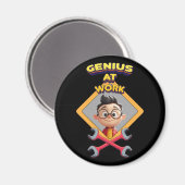 genius work おもしろいギーク修復コンピュータアニメーションc マグネット (正面/裏面)