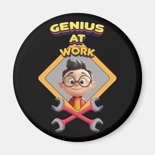 genius work おもしろいギーク修復コンピュータアニメーションc マグネット (正面)