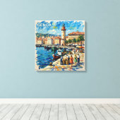 Genoa Harbor Lighthouse Scene Canvas Art キャンバスプリント (インサイチュ (ウッドフロア))