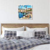 Genoa Harbor Lighthouse Scene Canvas Art キャンバスプリント (インサイチュ (寝室))