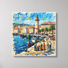 Genoa Harbor Lighthouse Scene Canvas Art キャンバスプリント