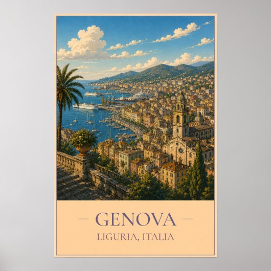 Genova, Italy – Vintage Travel Poster ポスター (正面)