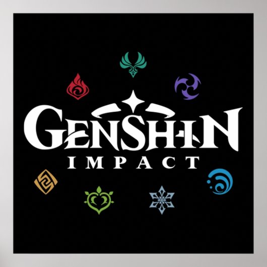 Genshin Impact要素の色 ポスター (正面)