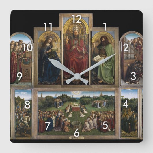 Gent Altarpiece(詳細)、Van Eyck Brothers スクエア壁時計 (正面)