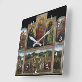 Gent Altarpiece(詳細)、Van Eyck Brothers スクエア壁時計 (傾斜)
