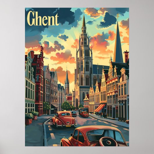 Genteel Gent:ヴィンテージ通りシーンイラストレーション ポスター (正面)