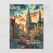 Genteel Gent:ヴィンテージ通りシーンイラストレーション ポストカード (正面)