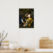 Gentileschi – バスティバAt Her Bath 1638 ポスター (キッチン)