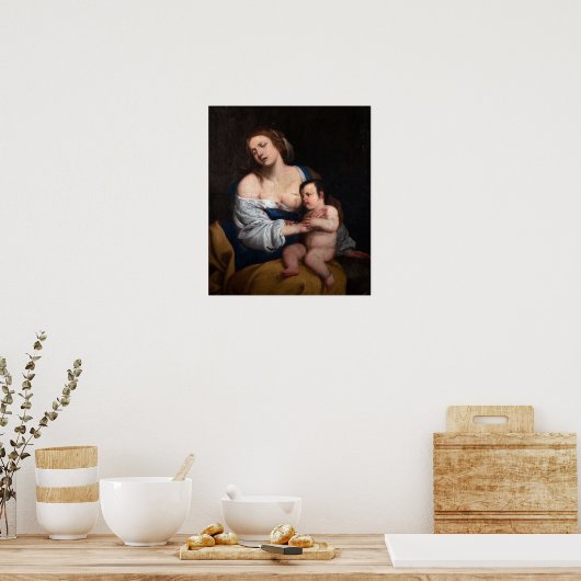 Gentileschi – 母と子 ポスター (キッチン)