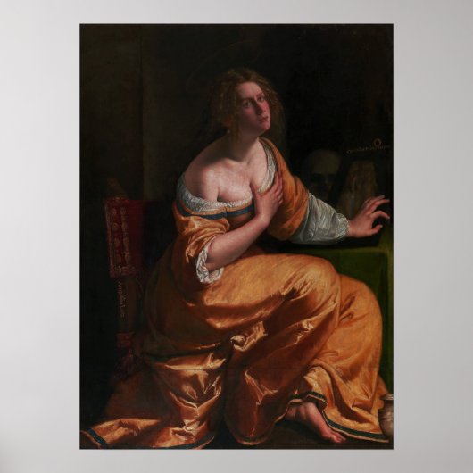 Gentileschi – 自己の肖像画としてマリア・マグダレナ ポスター (正面)