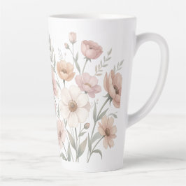 Gentle Anemone Bouquet Watercolor Softness カフェラテマグ