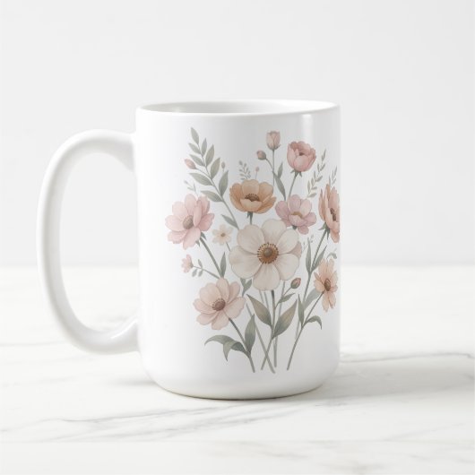 Gentle Anemone Bouquet Watercolor Softness コーヒーマグカップ (左)