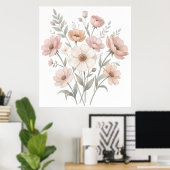 Gentle Anemone Bouquet Watercolor Softness ポスター (ホームオフィス)
