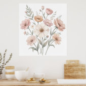 Gentle Anemone Bouquet Watercolor Softness ポスター (キッチン)