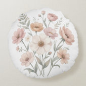 Gentle Anemone Bouquet Watercolor Softness ラウンドクッション (裏面)