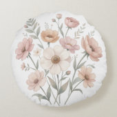 Gentle Anemone Bouquet Watercolor Softness ラウンドクッション (裏面)