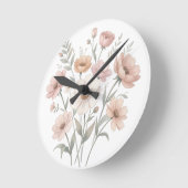 Gentle Anemone Bouquet Watercolor Softness ラウンド壁時計 (傾斜)