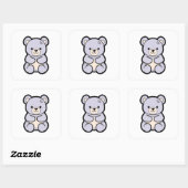 Gentle Bear – Cute Kawaii Animal Illustration スクエアシール (シート)