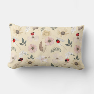 Gentle Blooms and Ladybugs ランバークッション