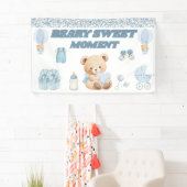 GENTLE BLUE コンフェティ 3' X 5' BEAR BOY ベビーシャワー 横断幕 (インサイチュ)