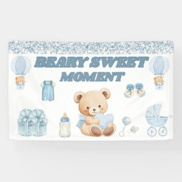 GENTLE BLUE コンフェティ 3' X 5' BEAR BOY ベビーシャワー 横断幕