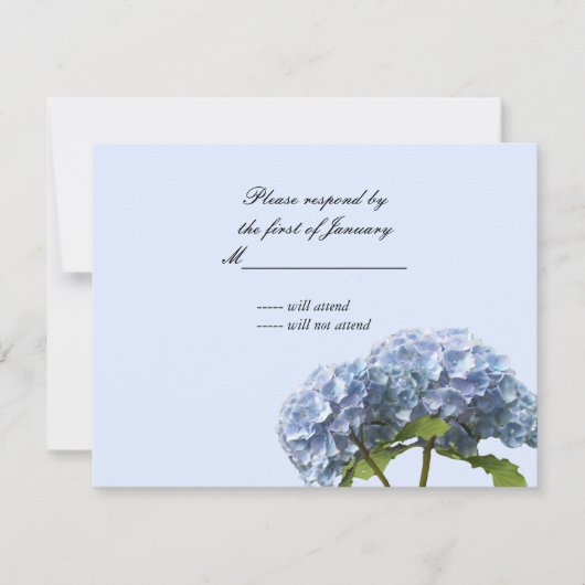Gentle Blue Hydrangeas返信カード 出欠カード (正面)