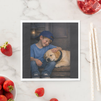 Gentle Boy and Sleeping Dog – Warm Moments Napkins スタンダードランチョンナプキン