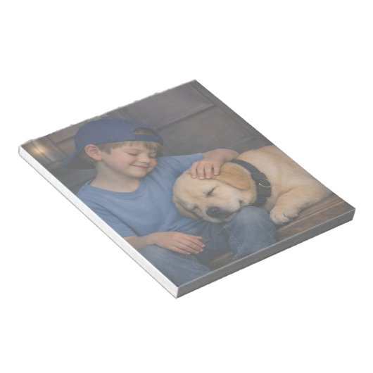 Gentle Boy and Sleeping Dog – Warm Moments Notepad ノートパッド (アングル)
