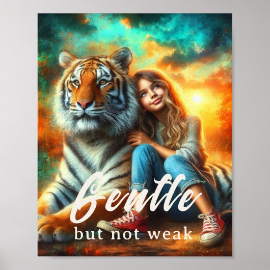 Gentle but Not Weak – Inspirational Tiger Canvas  ポスター (正面)