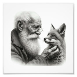 Gentle Companions: Old Man and Fox Wall Art フォトプリント