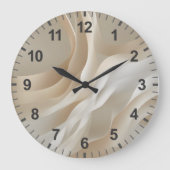 "Gentle Currents" | Beige Abstract Art ラージ壁時計 (正面)