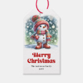 Gentle Editable Christmas Snowman Kids Gift Tag   ギフトタグ (正面)