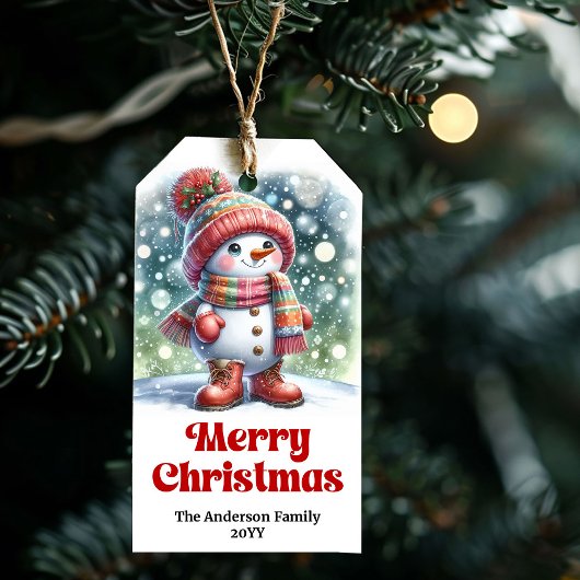 Gentle Editable Christmas Snowman Kids Gift Tag   ギフトタグ