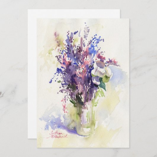 Gentle Floral Composition – Hand-Painted  招待状 (正面/裏面)