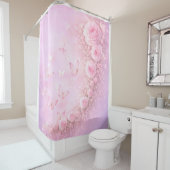 Gentle Floral Pattern – Soft Pink Roses with Soft  シャワーカーテン (インサイチュ)