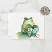Gentle Frog with a Heart Shaped Leaf Thank You ノートカード (正面/裏面インサイチュ)
