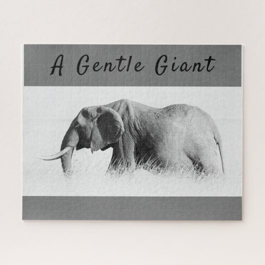 Gentle Giant Elephantの高鍵写真(文字付き) ジグソーパズル (横)