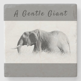 Gentle Giant Elephantの高鍵写真(文字付き) ストーンコースター