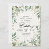Gentle Green Floral Arch Wedding 招待状 (正面)