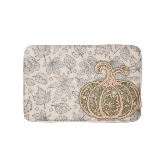 Gentle Harvest Pumpkin- Warm Peach Bath Mat バスマット (正面)