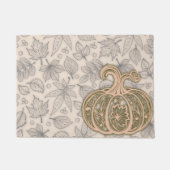Gentle Harvest Pumpkin- Warm Peach Door Mat ドアマット (正面)