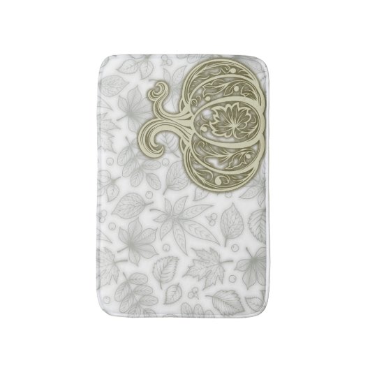 Gentle Harvest Pumpkin- White Bath Mat バスマット (正面縦)