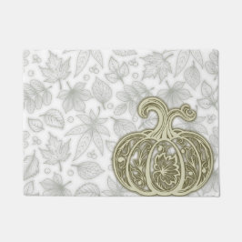 Gentle Harvest Pumpkin- White Door Mat ドアマット